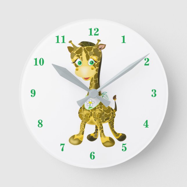 Couleurs personnalisées Horloge avec bébé Giraffe  (Recto)