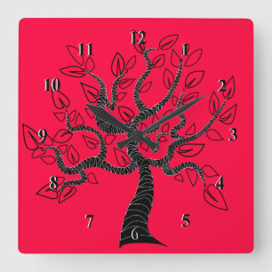 Couleurs personnalisées Horloge murale avec arbre 