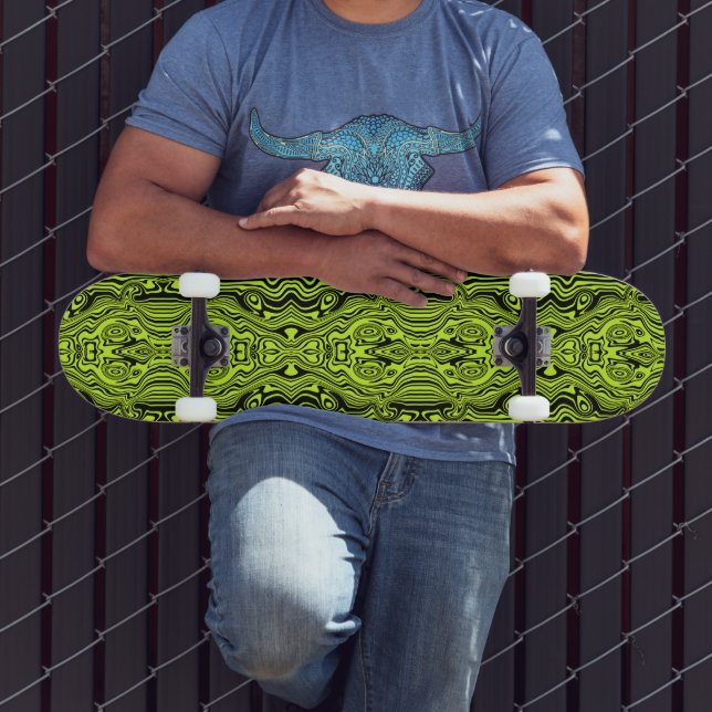 Couleurs personnalisées Skateboard - Lignes vertes (Extérieur 3)