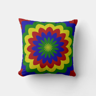 Couleurs primaires Fleur roulée Oreiller 4 Sq