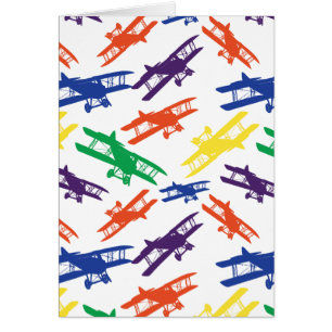 Couleurs primaires Vintage Motif d'avion Biplane