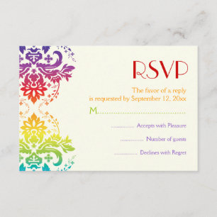 Couleurs Rainbow mariage damassé RSVP