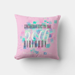 Couleurs rose pastel 90e anniversaire Coussin pers