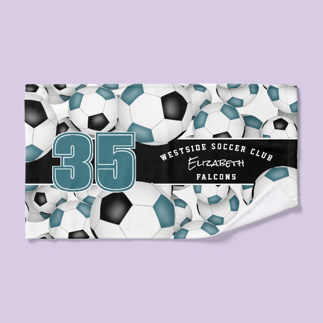 Couleurs turquoises de l'équipe noire Beaucoup de  (Serviette à main)