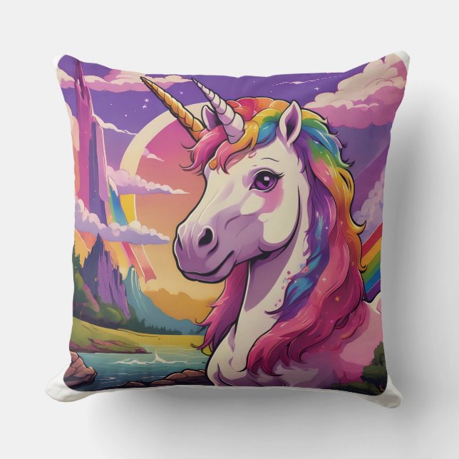 Couleurs Unicorne Lance Oreiller (Recto)