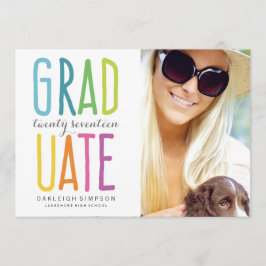 Couleurs vives Faire-part de graduation Arc-en-cie