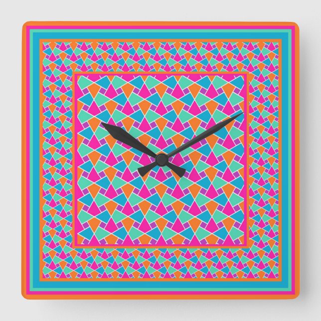 Couleurs vives Motif islamique Horloge murale (Recto)