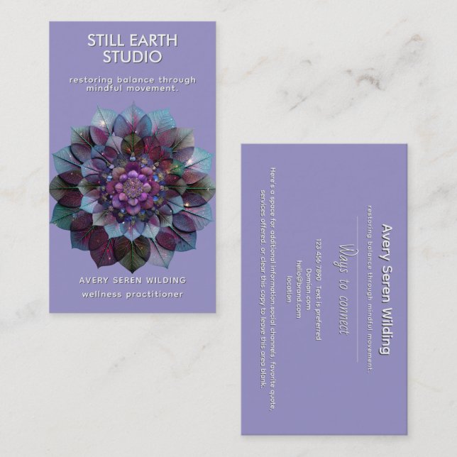 Council of Leaves | Mandala Art P&B Visitenkarte (Vorne/Hinten)