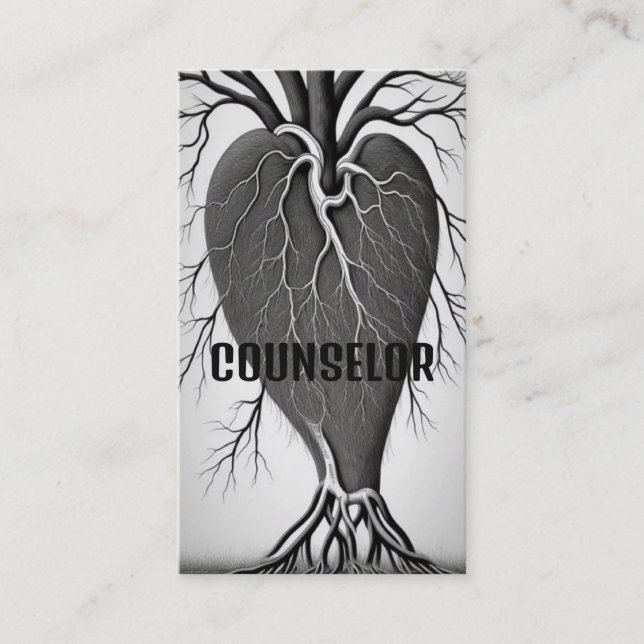 Counselor Heart Tree with Roots Visitenkarte (Vorderseite)