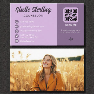 Counselor Lavender Lila QR Code Foto Visitenkarte