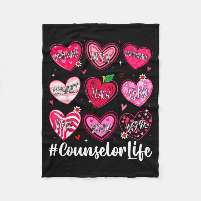 Counselor Life School Counseling Hearts School Val Fleecedecke (Vorderseite)