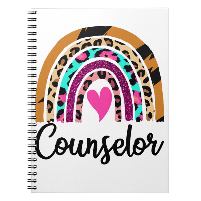 Counselor Rainbow Leopard Funny School Counselor Notizblock (Vorderseite)