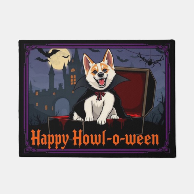 Count Akita Happy Howl-o-ween Fußmatte (Vorderseite)