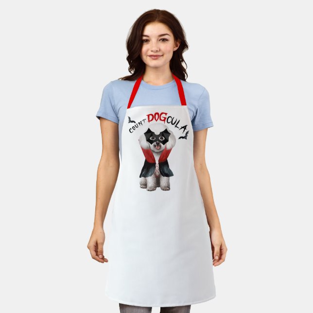 Count DOGcula Bichon Frise Dog Funny Halloween Schürze (Getragen)