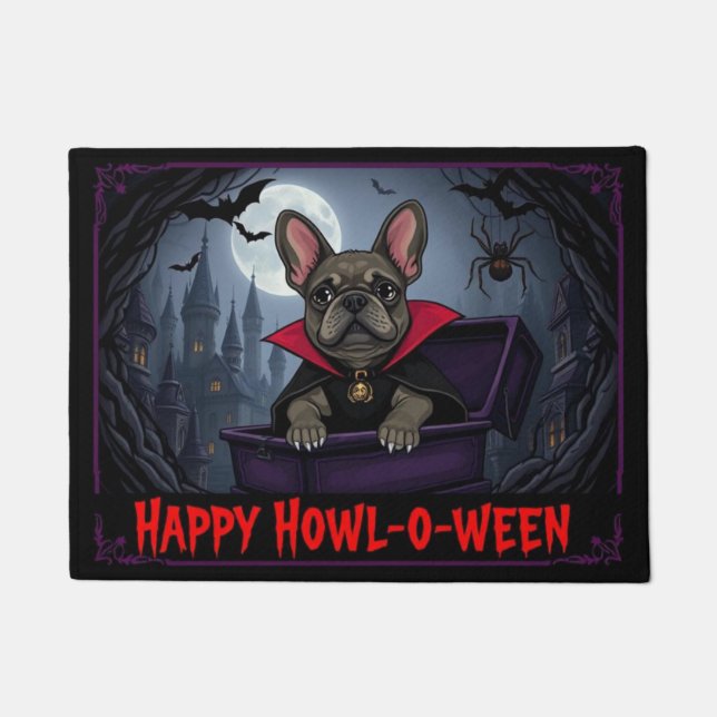 Count French Bulldog Happy Howl-o-ween Fußmatte (Vorderseite)