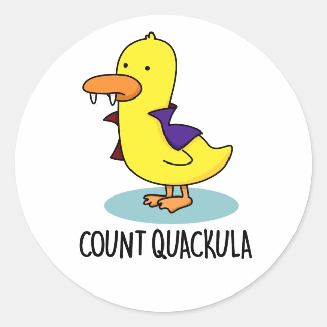 Count Quackula Funny Duck Pun Runder Aufkleber (Vorderseite)