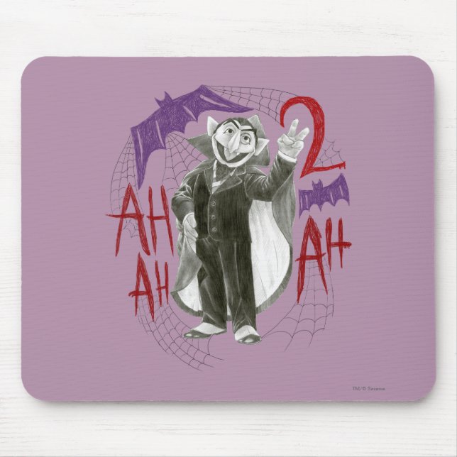 Count von Count B&W Sketch Zeichnend Mousepad (Vorne)