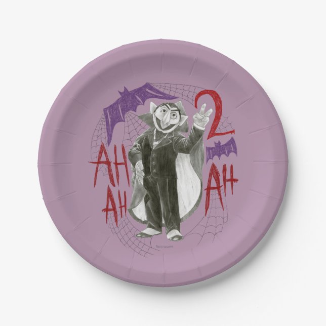 Count von Count B&W Sketch Zeichnend Pappteller (Vorderseite)