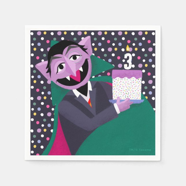 Count Von Count Confetti Birthday Serviette (Vorderseite)