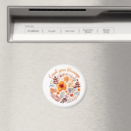 Count Your Blessings – Autumn Floral Wreath Magnet