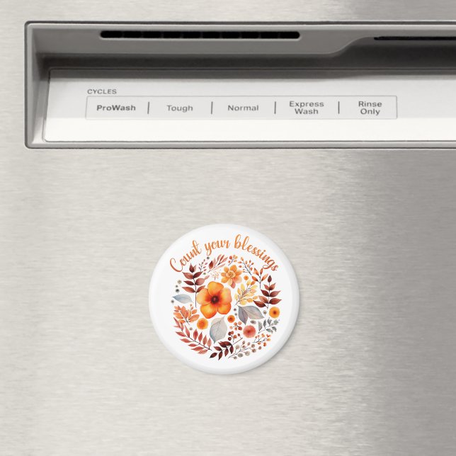 Count Your Blessings – Autumn Floral Wreath Magnet (In Situ (Geschirrspüler))