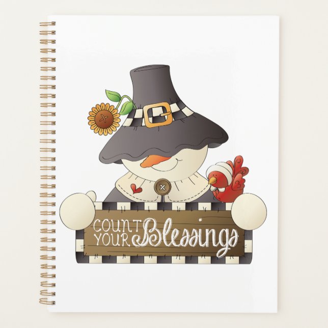 Count Your Blessings Snowman Pilgrim Planer (Vorderseite)