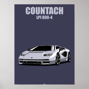 Countach Hybrid-Supersportwagen Minimale Illustrat Poster