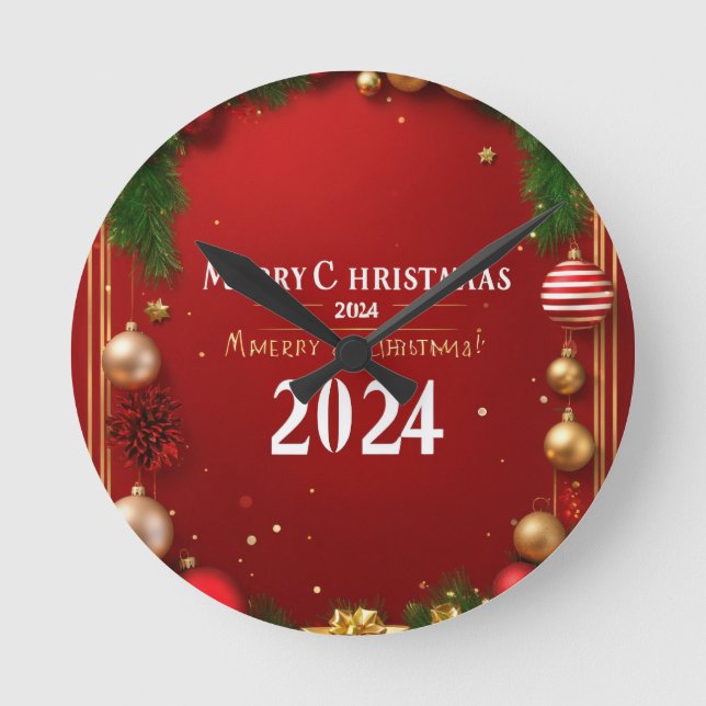 Countdown bis Weihnachten: Festliche Wall-Uhr Runde Wanduhr (Vorderseite)