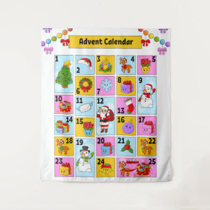 Countdown bis Weihnachts-Adventskalender Wandteppich
