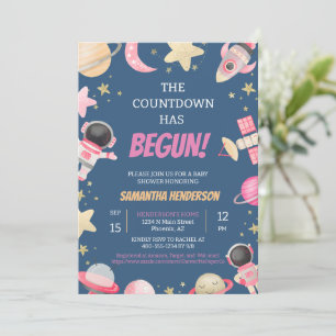 Countdown Space Girl Baby Dusche Einladung