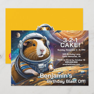 Countdown zur Guinea Schweine im Weltraum Geburtst Einladung