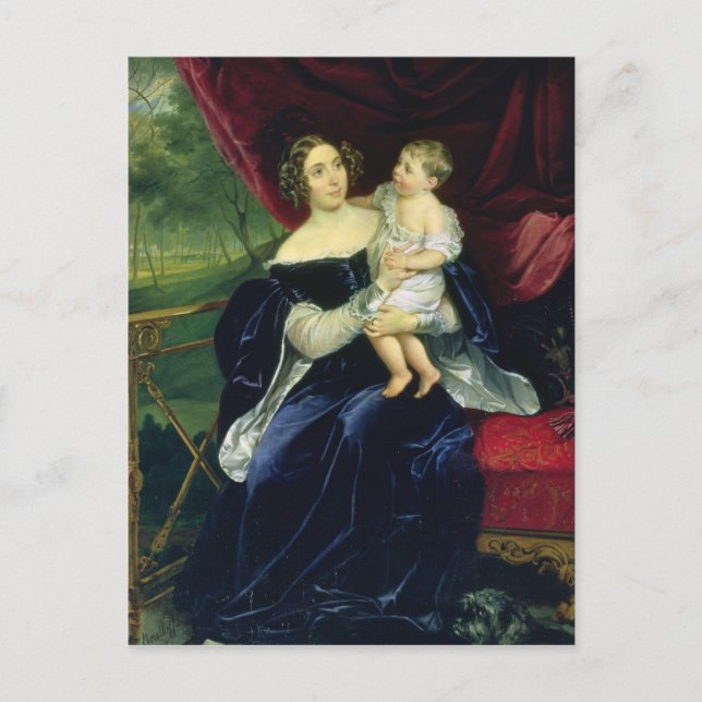 Countess Olga Ivanovna Orlov mit ihrer Tochter Postkarte (Vorderseite)
