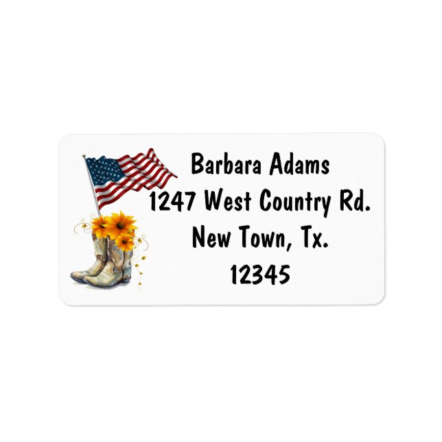 Country American Boots Rücksendeadresse Adressaufkleber (Vorne)
