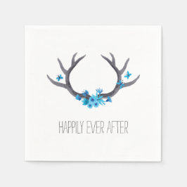 Country Antlers Blue Wedding Serviette