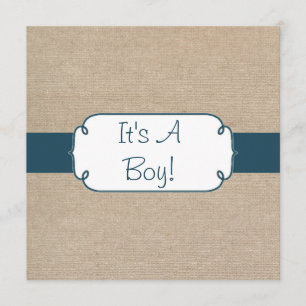 Country Aquamarin Green und Beige Burlap Baby Dusc Einladung