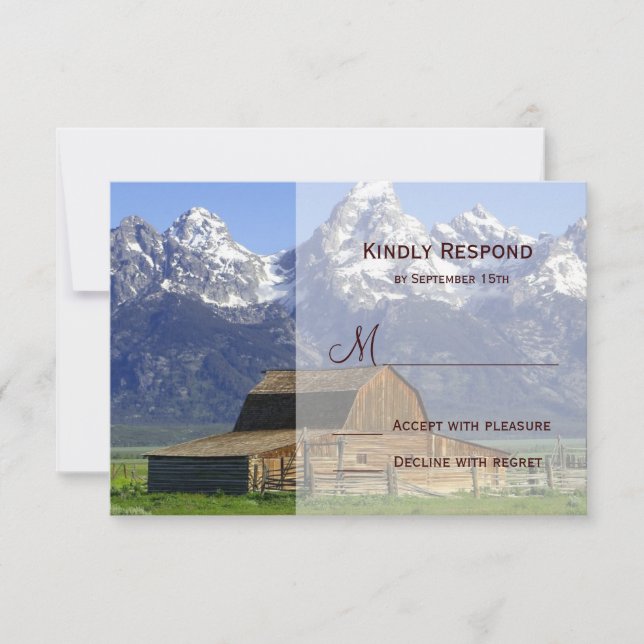 Country Barn Rocky Mountains Hochzeitssender RSVP  (Vorderseite)