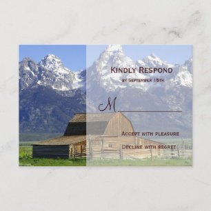 Country Barn Rocky Mountains Hochzeitssender RSVP  Karte