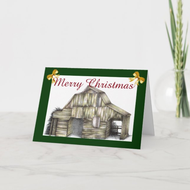 Country Barn Weihnachtskarte Feiertagskarte (Vorderseite)