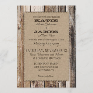 Country Barn Wood Rustic Wedding Einladungskarte