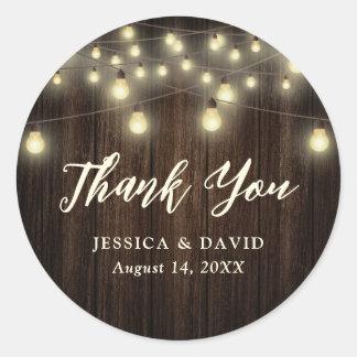 Country Barn Wood String Lights Hochzeit Vielen Da Runder Aufkleber