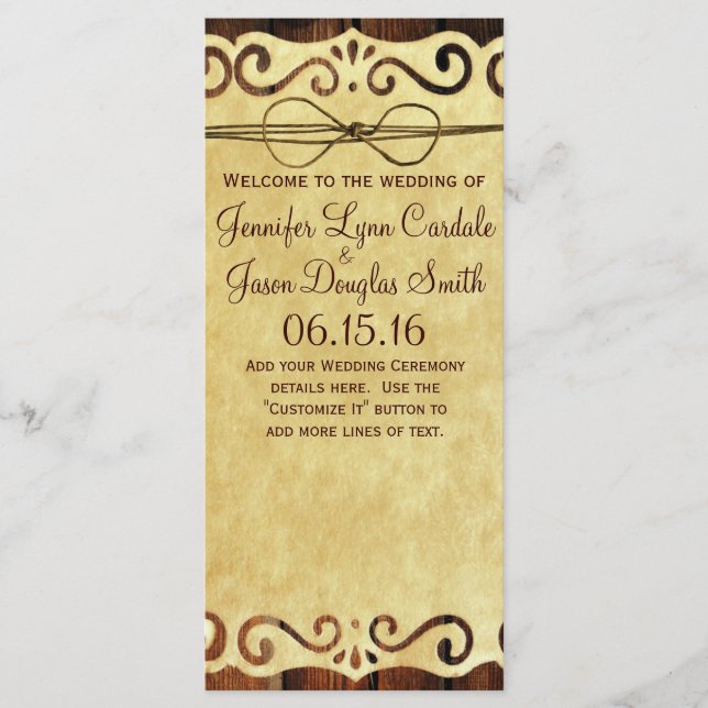 Country Barn Wood Vintag Paper Wedding Program Programm (Vorderseite)