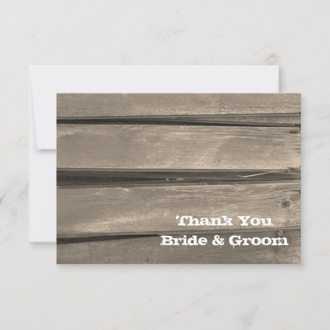 Country Barn Wood Wedding Vielen Dank Mitteilungskarte (Vorderseite)