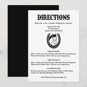 Country Black Wedding Directions Horse Horseshoe Einladung