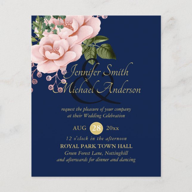Country Blue Blush Pink Roses Hochzeitssandale (Vorderseite)