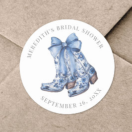 Country Blue Bow Cowboy Brautparty Runder Aufkleber
