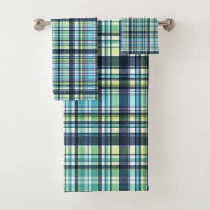 Country Blue Green Plates Badhandtuch Set