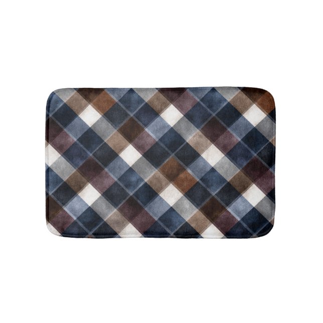 Country Blue Red White Grey Squares   Badematte (Vorderseite)