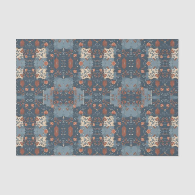 Country Blue Rust Rustic Bauernhaus individuell an Seidenpapier (Vorderseite)