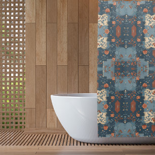 Country Blue Rust Rustikales Bauernhaus Duschvorhang