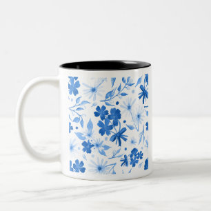 Country Blue Wild Blume Floral Zweifarbige Tasse
